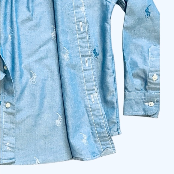 Ralph Lauren casual dress school baby bue Shirt 6 button down pony print cotton - Picture 5 of 11